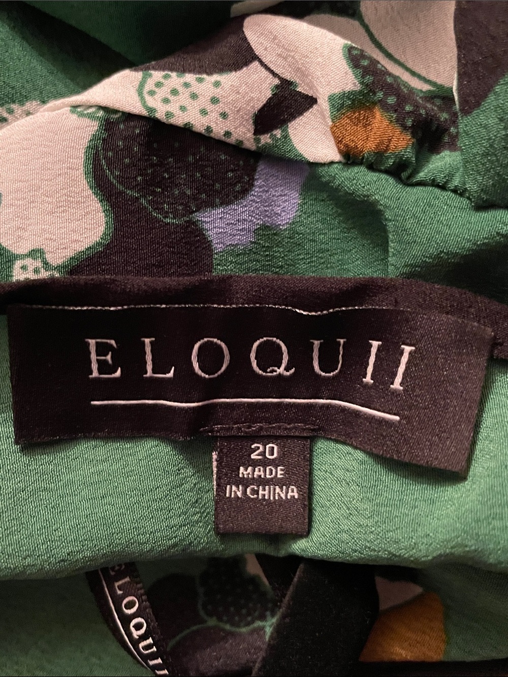 Eloquii Emerald Green Floral Blouse with Contrast Blooms - Picture 2 of 5